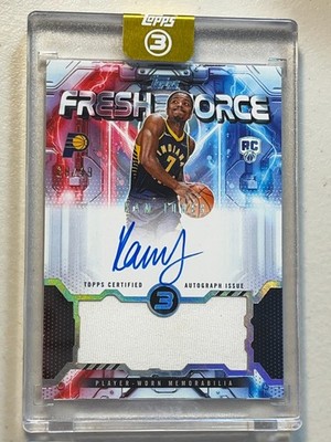 Kam Jones 2025-26 Topps Three /49 Fresh Force RC Jersey Auto Autograph Rookie