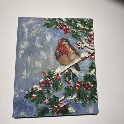 ''Singing Bird'' oil painting Winter bird on canvas Painting