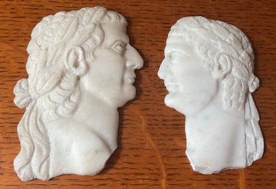 Antique Marble Grand Tour Relief Roman Emperor Busts No Mounts