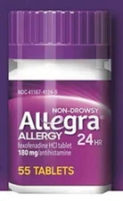 Allegra Allergy Relief Tablets 55 Count 180 mg 24-Hour Non-Drowsy Exp 01/2027