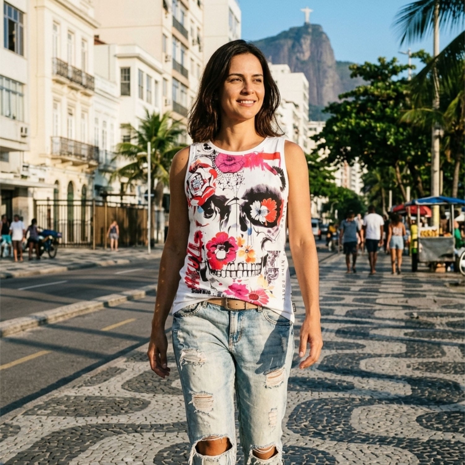 Nueva camiseta sin mangas Yakuza Pablo Urban para mujer - blanca
