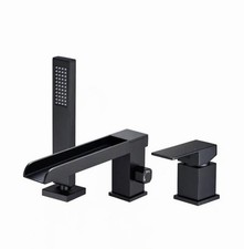 Mount Roman Tub Faucet with Hand Shower in Matte Black