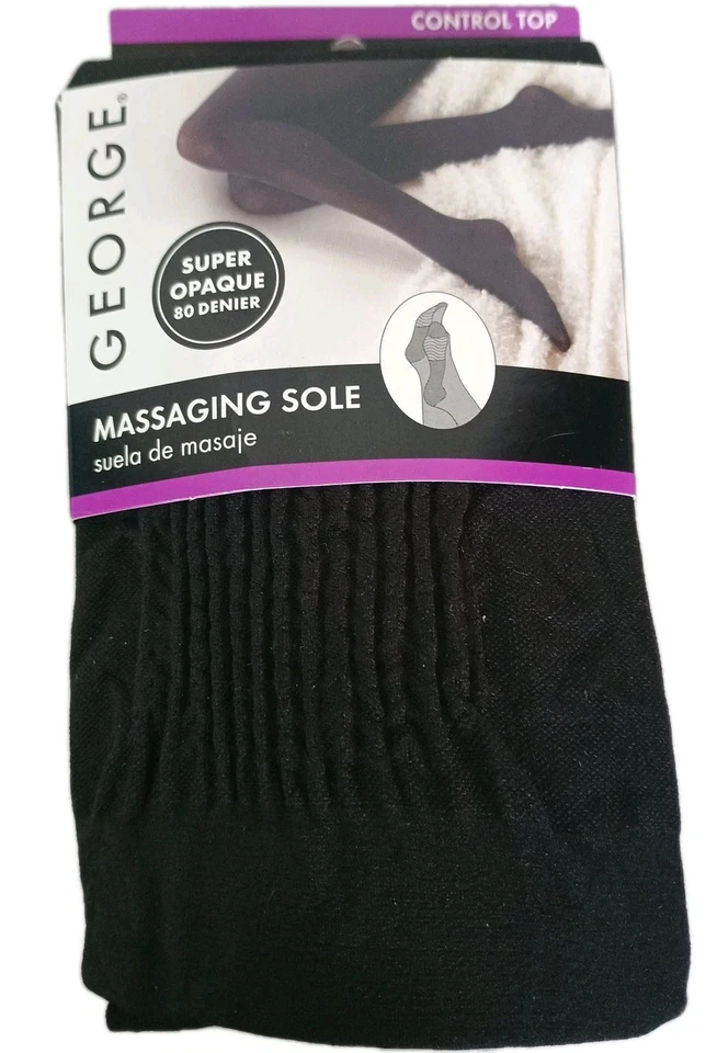 GEORGE Women's Control Top Stocking Massaging Sole Super Opaque Black Size 3 - Image 2 of 4