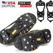 Ice Snow Anti Slip Spikes Grips Grippers Crampons Cleats Hike Shoes Boot 8 Teeth