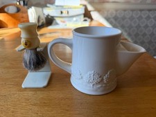 Vtg Crabtree Evelyn Shaving Mug w/ Crabtree Evelyn Pure Badger Brush Stand