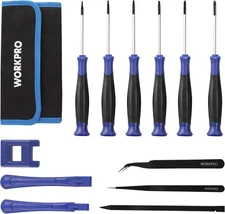 WORKPRO 12 in 1 Torx Screwdriver Set with T3 T4 T5 T6 T8 Silver, Blue, Black 