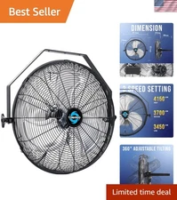 Powerful Air Circulation Wall Fan - Adjustable Tilt & 3 Speed for Industrial Use