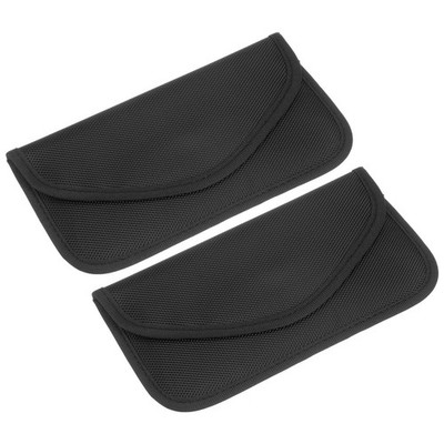 2Pcs Faraday Bag, RFID Signal Blocking Pouch Wallet 7.87 Inch for Phone Black