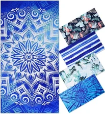 Genovega Oversized Terry Beach Towel 36 x 72.00" x 36.00", Mandala Blue 