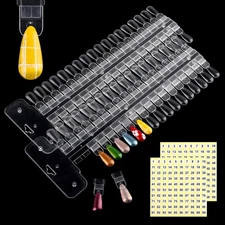 72 Clear Nail Swatch Tips w/Number Labels, Display & Practice Set for Gel Polish