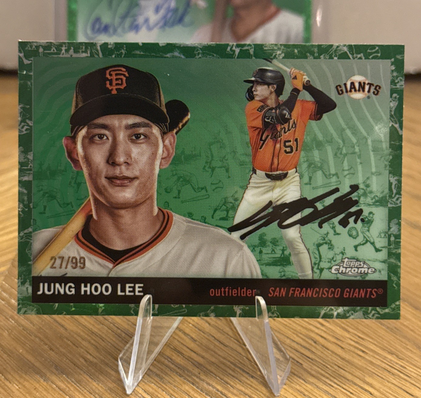 2025 Topps Chrome Platinum Jung Hoo Lee 27/99 Toile White/Green Refractor