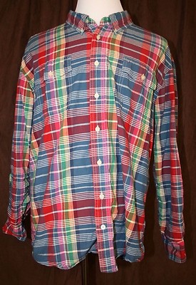 Tommy Hilfiger Slim Fit Multi Color Plaid 2 Pockets Red Green Blue 2XL XXL