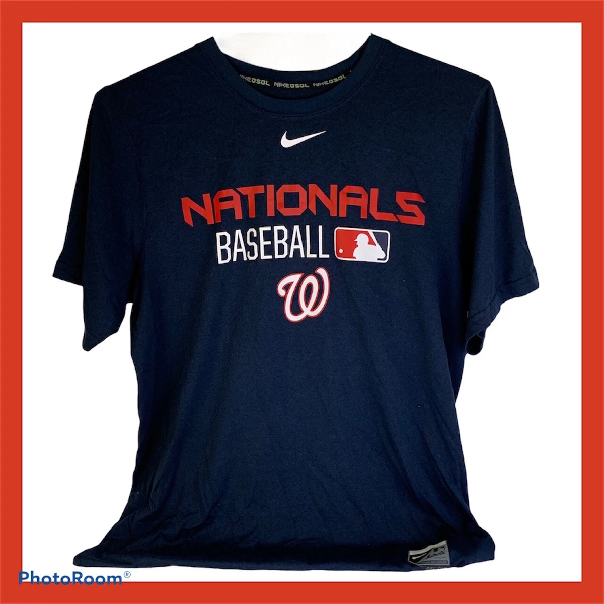 Nike Dri Fit Pullover Tee T Shirt SM Washington Nationals MLB FS