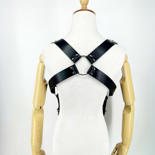 Men's Leather Strap Bondage Gothic Harness Bdsm Buckles Costume Suspenders Belts - Picture 8 of 9
