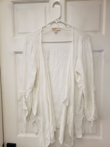 Michael Kors Damen leichte Strickjacke mit offener Vorderseite und gerafften Ärmeln