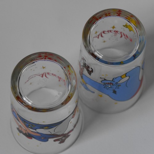 Disney Aladdin 1990s France set of 2 glasses tumblers 4” 10cm tall vintage #G - Picture 4 of 4