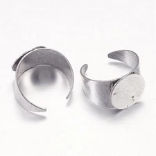 2 Ring Blanks Antiqued Silver Settings Adjustable Thick Rings Glue On Pad