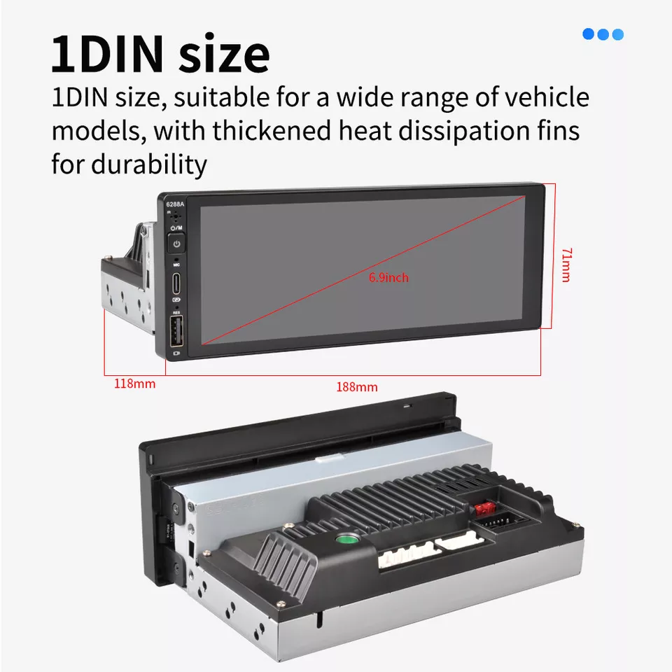 Radio Coche Android 10 Bluetooth Estéreo Pantalla Táctil 1Din GPS WiFi USB Enlace Espejo Foto 4 de 4