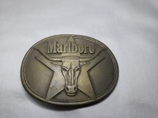 Vintage 1987 Marlboro Bull Star Belt Buckle Solid Brass Philip Morris Inc.