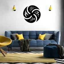 Four elements Metal Wall Art, Metal , Decor, Garden Gift 19x19" Black