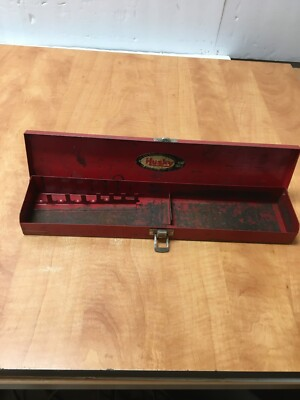 #ad Vintage Husky Tool USA Red Metal Socket Case 15quot; x 3.25quot; x 1.5quot; $19.99