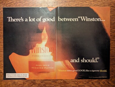 winston cigarette colors Winston Filter Cigarettes Romantic 2 Page 1973 Vintage Color Smoking Print  Ad