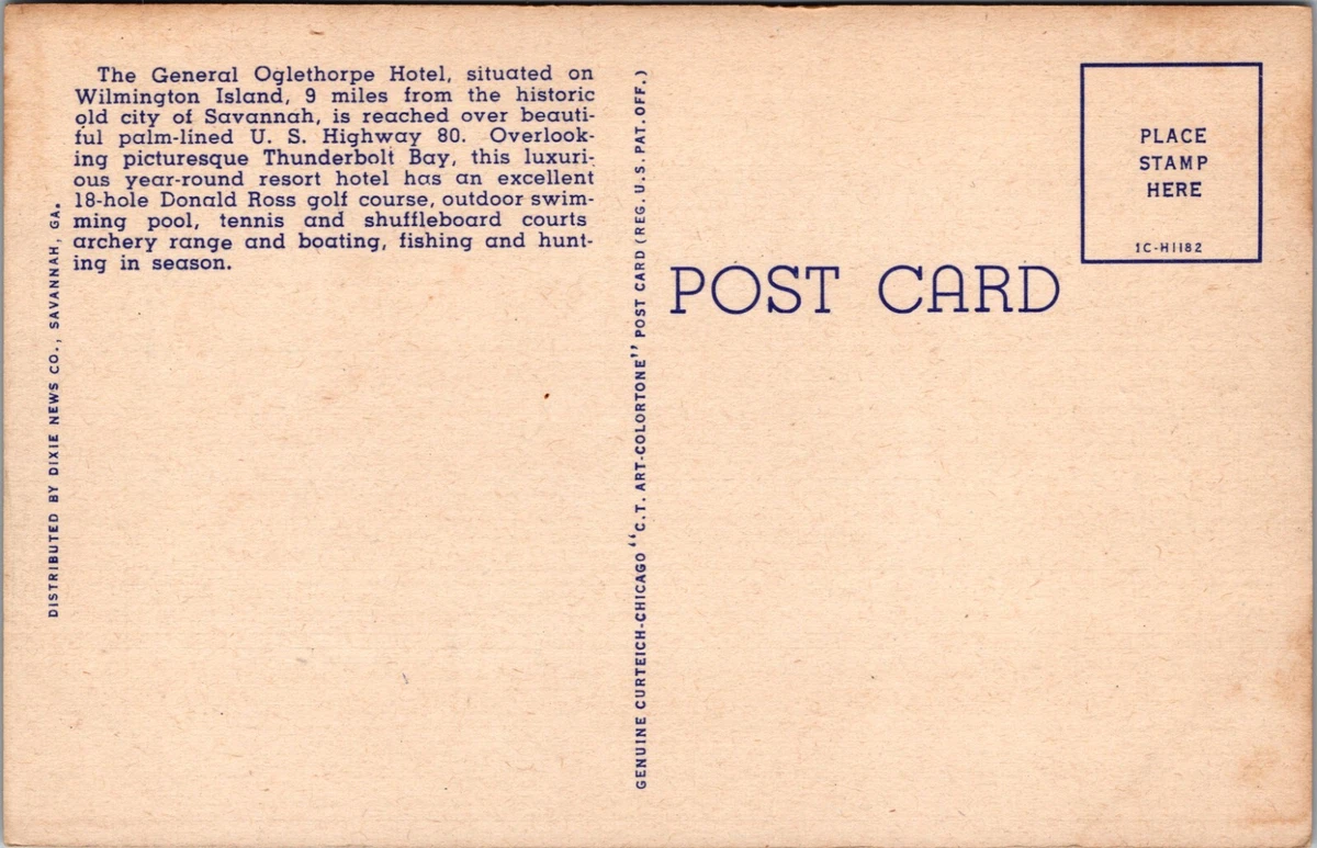 Savannah GA General Oglethorpe Hotel Wilmington Island Pool 1951