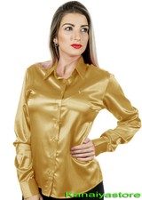 gold satin blouse womens