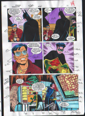 BATMAN 467 SHADOW BOX PART 1 COLOR PRODUCTION ART SIGNED ADRIENNE ROY ...