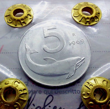 REPUBBLICA ITALIANA 5 LIRE DELFINO 1969 NUMERO 1 CAPOVOLTO IN FDC PERIZIATA
