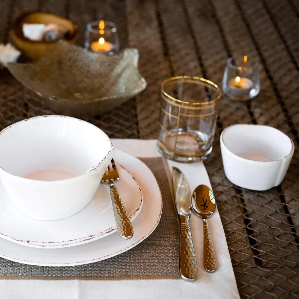 Cuenco de condimentos blanco Vietri Lastra, salsa de gres 4" D especias e ingredientes Foto 4 de 4