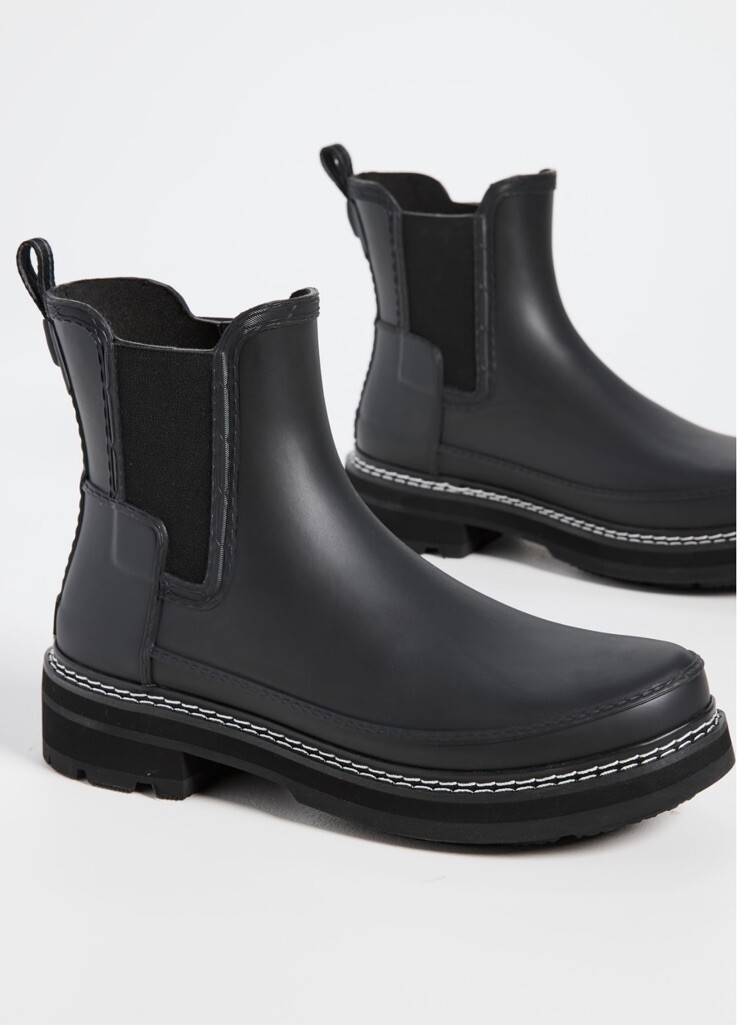 Hunter Refined Chelsea Stitch Boots Size 8 Black New Without Box