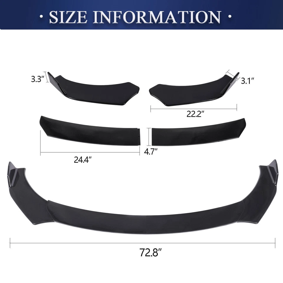 Front Bumper Spoiler Splitter Glossy Black For Ford Mustang V8 GT 4.6L 2005-2009 - Image 3 of 4
