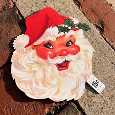 VTG New Old Stock SANTA CLAUS Cardboard CHRISTMAS DECORATION Ornament 6 X 7