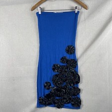 NWT Happy Kristine Dress Women’s Strapless Blue Black Flowers USA Made