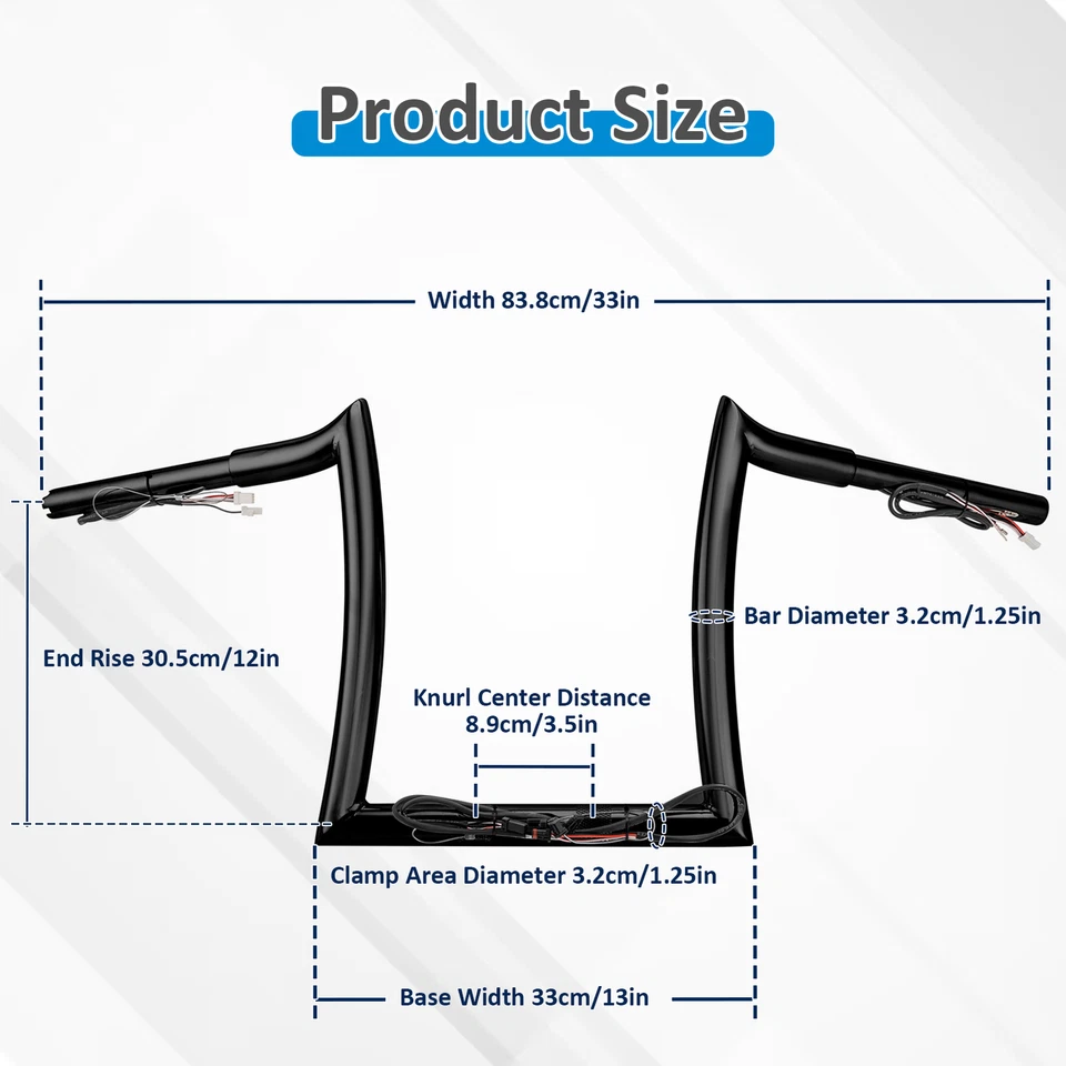 12" Pre-wred Sharp Ape Hanger Handlebar For Harley Road Glide Special 2015-2023 - Изображение 2 из 4