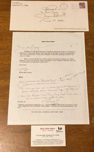 Details About Autograph Collector Price Guide Publisher Mark Allen Baker Signed Letter Auto 96 - 