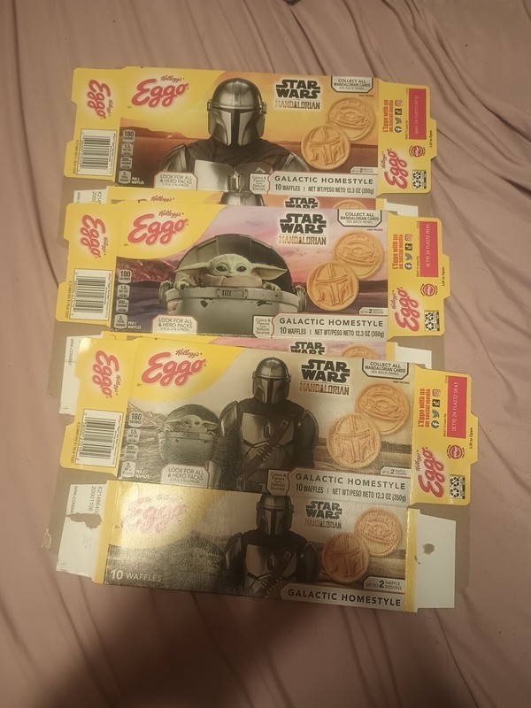 STAR WARS Mandalorian Eggo THREE FLAT Empty Boxes with a total of 6 cards