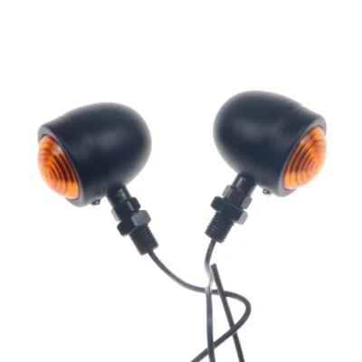 2Pc Moto Black Bullet Clignotant Lumière Pour Harley Kawasaki Honda Café Racer - Photo 1/4