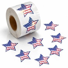 500pcs Glitter American Flag Star Sticker Roll For 4th Of July Decorations