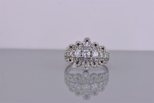 Sterling Silver Cubic Zirconia Graduated Looped Accented Band Ring 925 Sz: 8