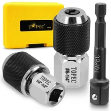 TOPEC 3-Piece Tap Socket Set, 3/8" Drive Tap Holder Socket with Adjustable Jaws