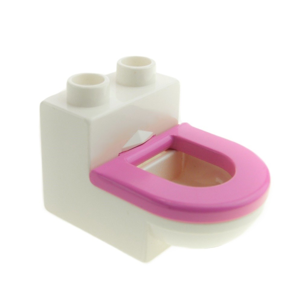 1X Lego Duplo Furniture Toilet White WC Lid Seat Dark Pink Bathroom 4911C05
