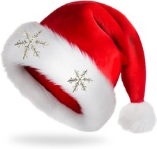 Santa Hat,Christmas Hats for Adults,Unisex Classic Velvet Santa Hats for Xmas Ne