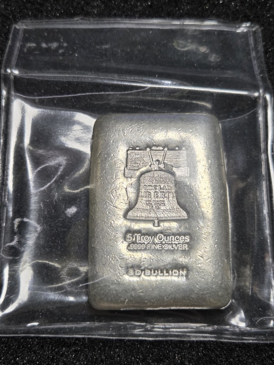 9トロイオンス ファインシルバー バー 5 Troy Ounces .999 Fine Silver, SD Bullion Bar, ** FAST FREE