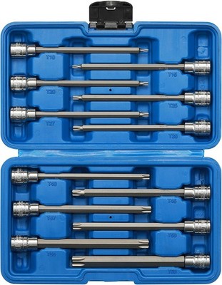 EMENTOL 12PCS 3/8'' Drive Extra Long Torx Bit Socket Set (T10-T60) 