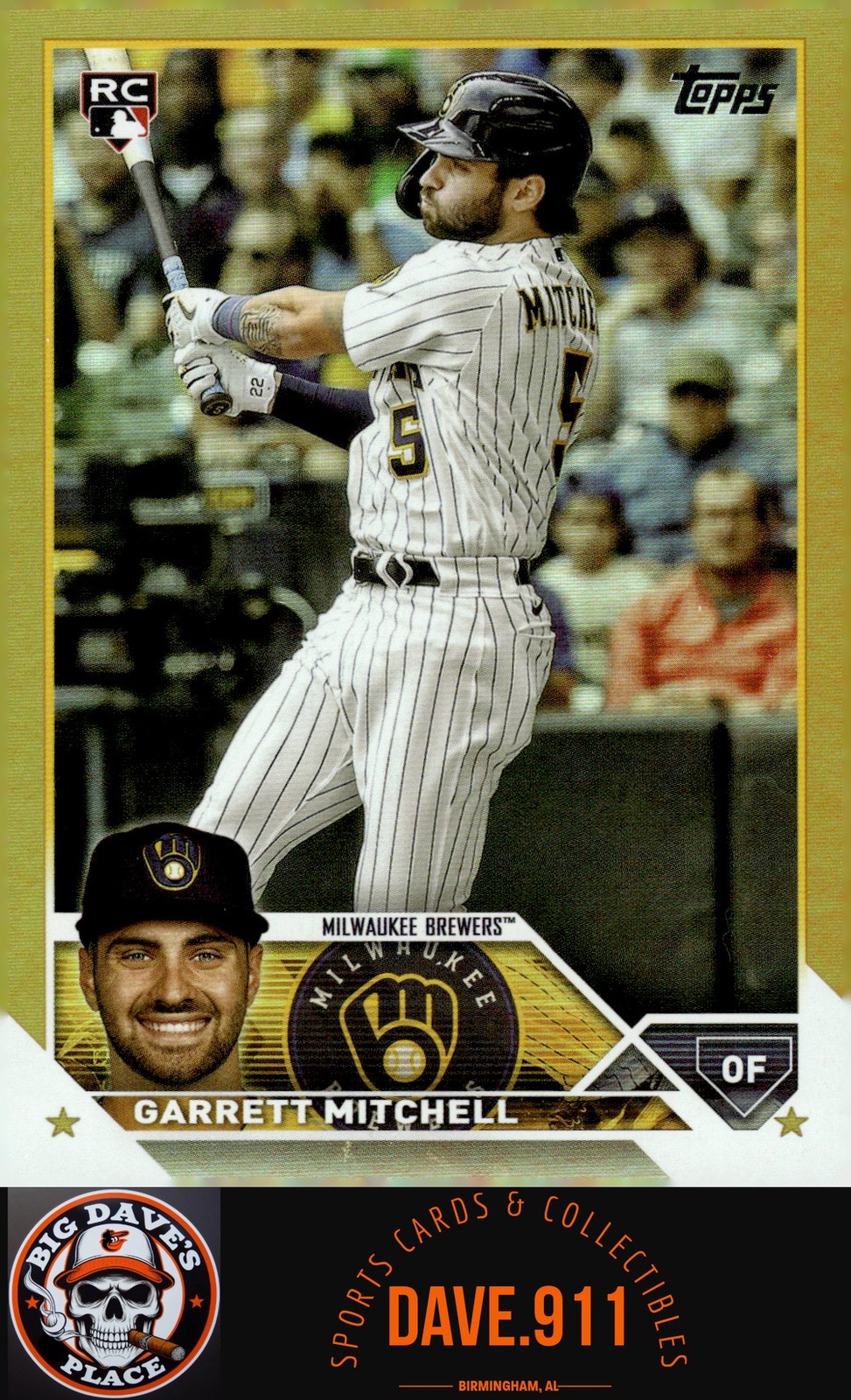 Garrett Mitchell 2023 Topps Gold Foil #359 RC Milwaukee Brewers