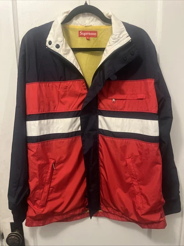 Rare veste vintage années 90 NYTEAM 94 SUPREME homme taille LARGE …Rouge, blanc et bleu.