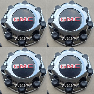 #ad BLACK GMC SILVERADO AVALANCHE SIERRA 8 LUG 1500 2500 CHROME WHEEL HUB CENTER CAP $64.99