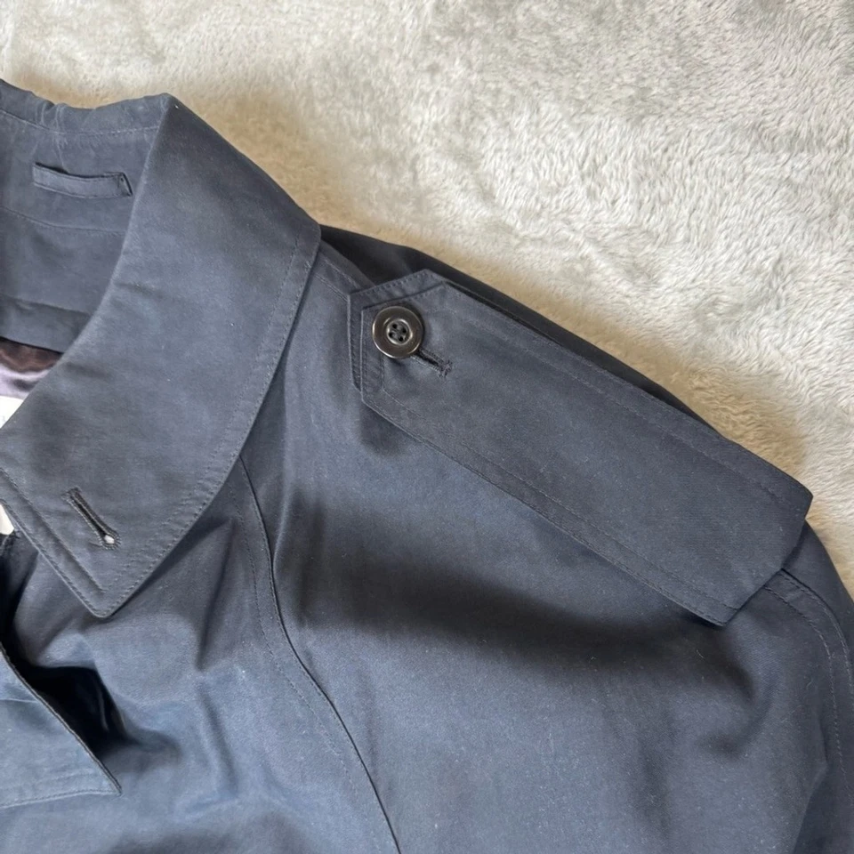 Gabardina London Fog para hombre negra de lana forro con cremallera bolsillos con cinturón 42 regular Foto 3 de 4